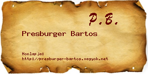 Presburger Bartos névjegykártya